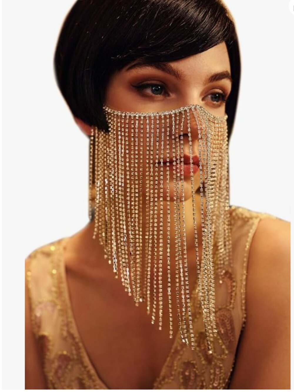 Crystal Rhinestone Gold Mask - Picture 3 of 4